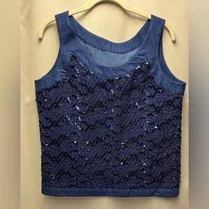 Howard Wolf Vintage Sequined Denim Top Size 8 made in USA